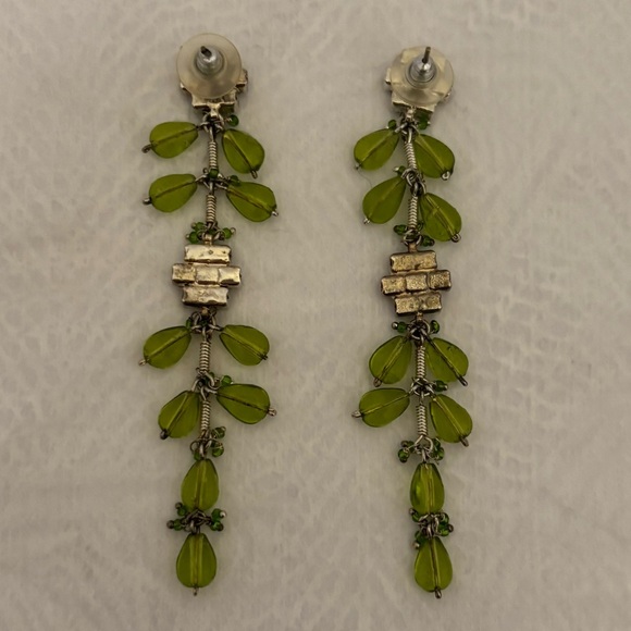 Emerald Rhinestone Drop Earrings - Picture 4 of 5